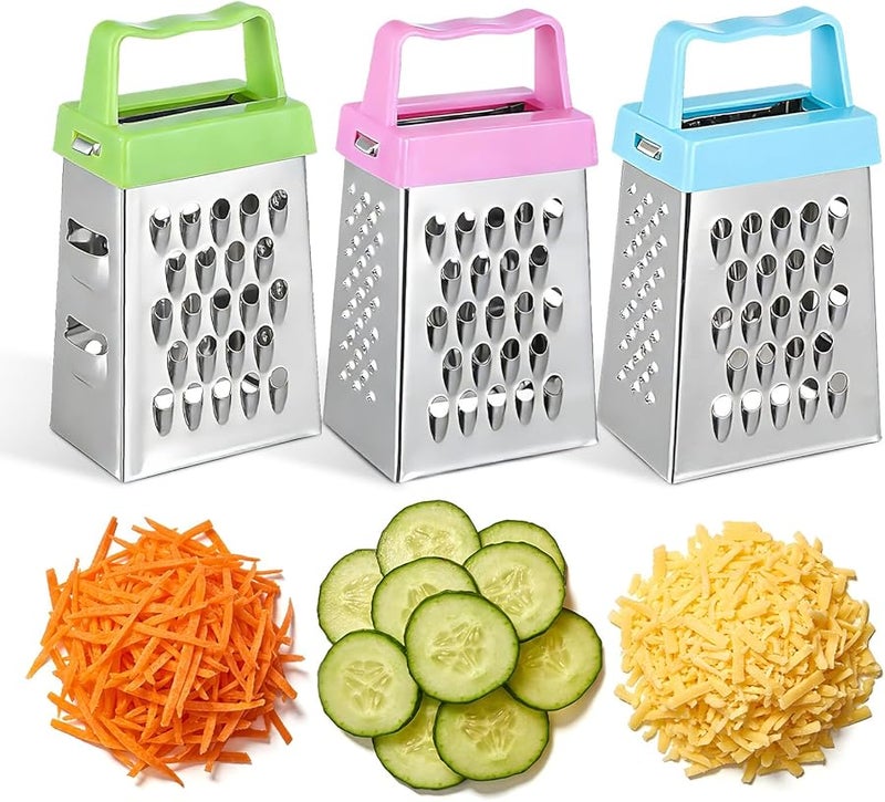 Multifunctional Mini Stainless Steel Cheese Grater Vegetable Slicer Set 6PCS Blue Green Red - Image 1